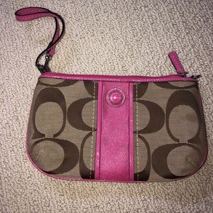 Coach wallet with pink stripe perfect condition!